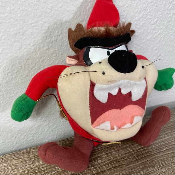 Vintage 1997 Looney Tunes Taz‎ Santa Plush Doll Christmas Decor Warner Bros 7 in - Picture 10 of 13